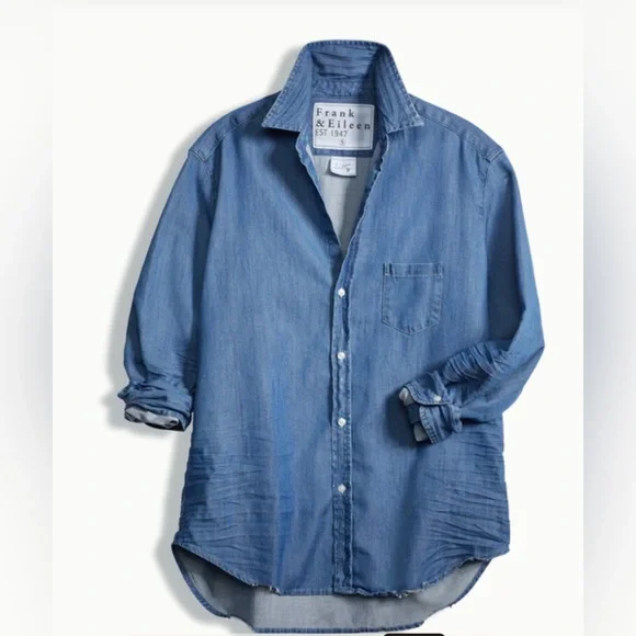 NEW Frank & Eileen Famous Denim Eileen Relaxed Shirt Vintage Stonewashed S - Picture 7 of 8